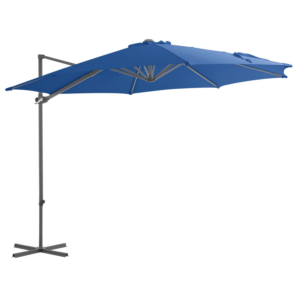 vidaXL Cantilever Umbrella with Steel Pole Azure Blue 300 cm