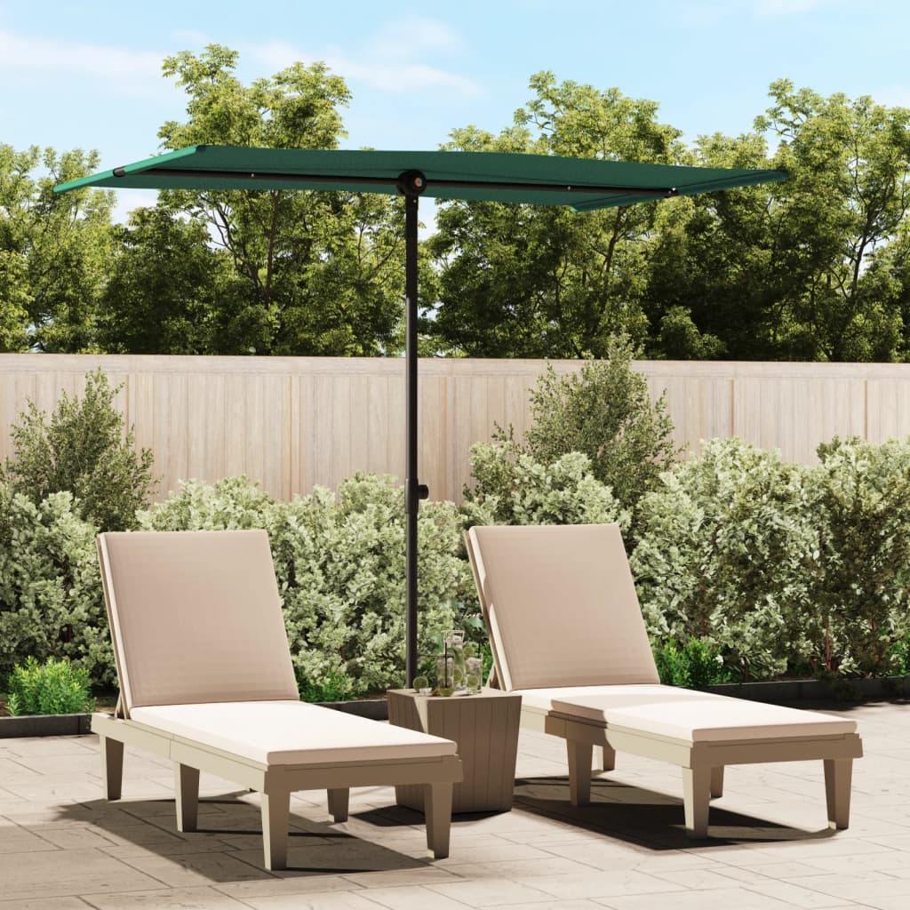 vidaXL Outdoor Parasol with Aluminium Pole 2x1.5 m Green