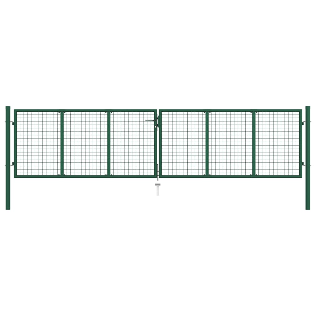 vidaXL Mesh Garden Gate Steel 400x100 cm Green