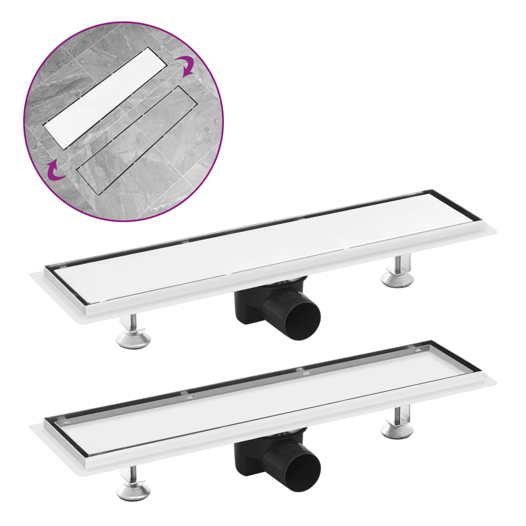 vidaXL Shower Drain with 2-in-1 Cover 53x14 cm Stainless Steel