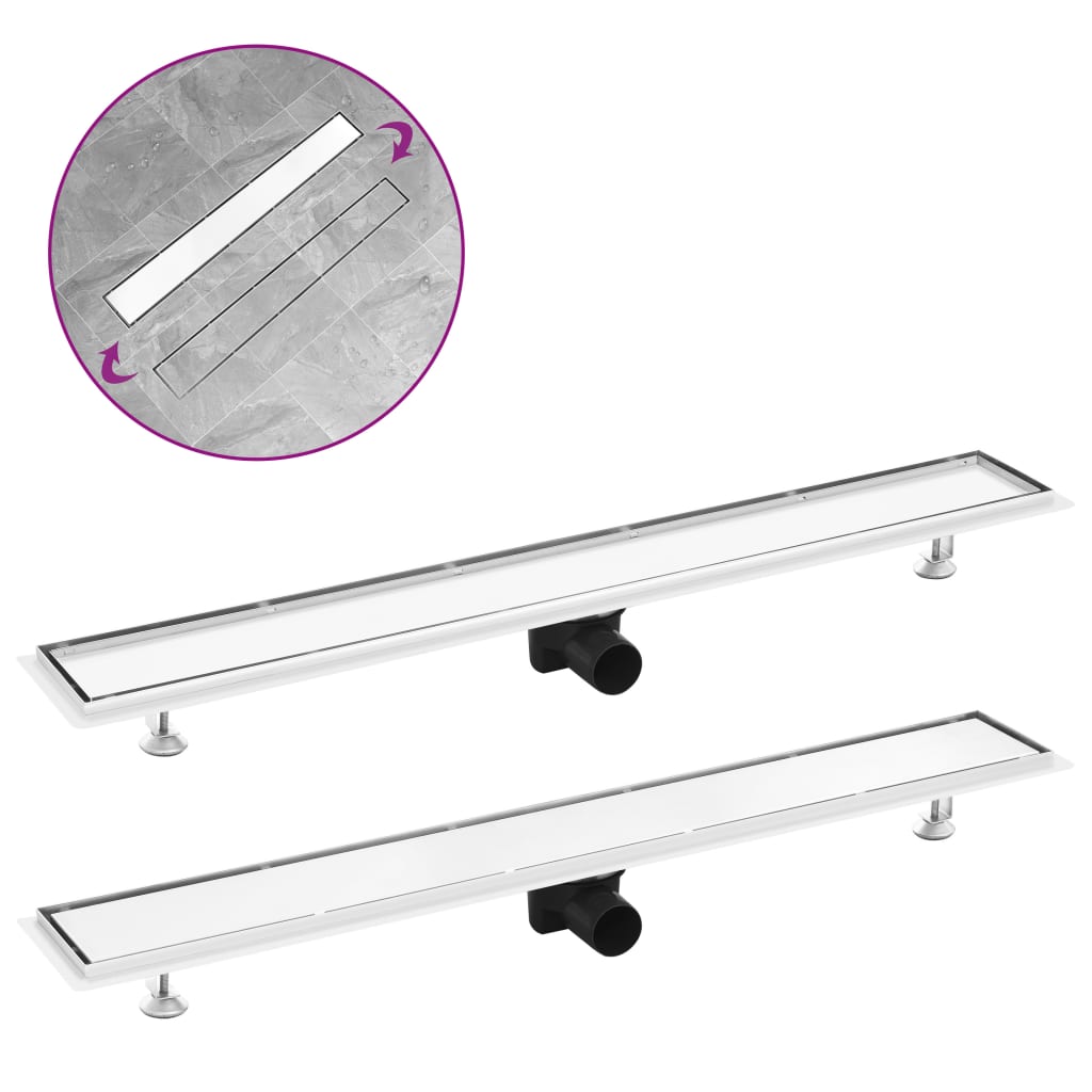 vidaXL Shower Drain with 2-in-1 Cover 93x14 cm Stainless Steel