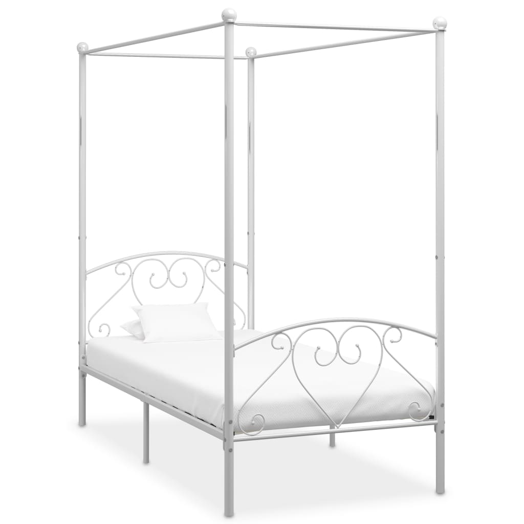 vidaXL Canopy Bed Frame White Metal 120x200 cm