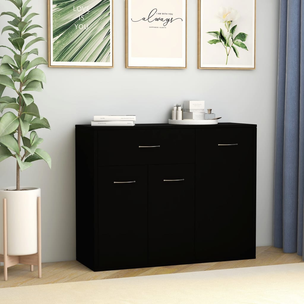 vidaXL Sideboard Black 88x30x70 cm Engineered Wood