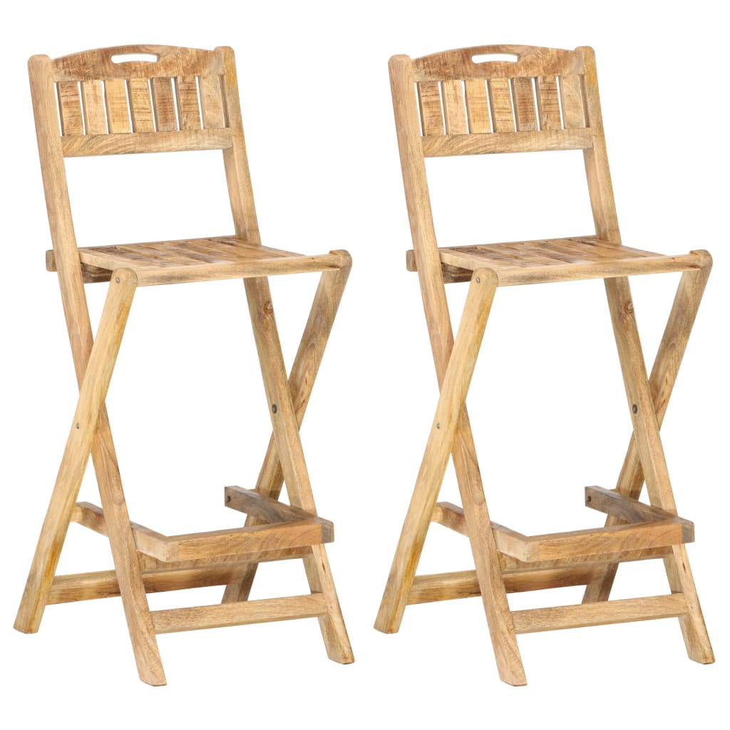 vidaXL Folding Outdoor Bar Chairs 2 pcs Solid Mango Wood