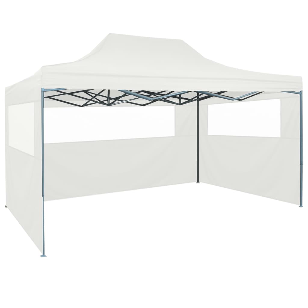 vidaXL Foldable Patry Tent with 3 Sidewalls 3x4.5 m White