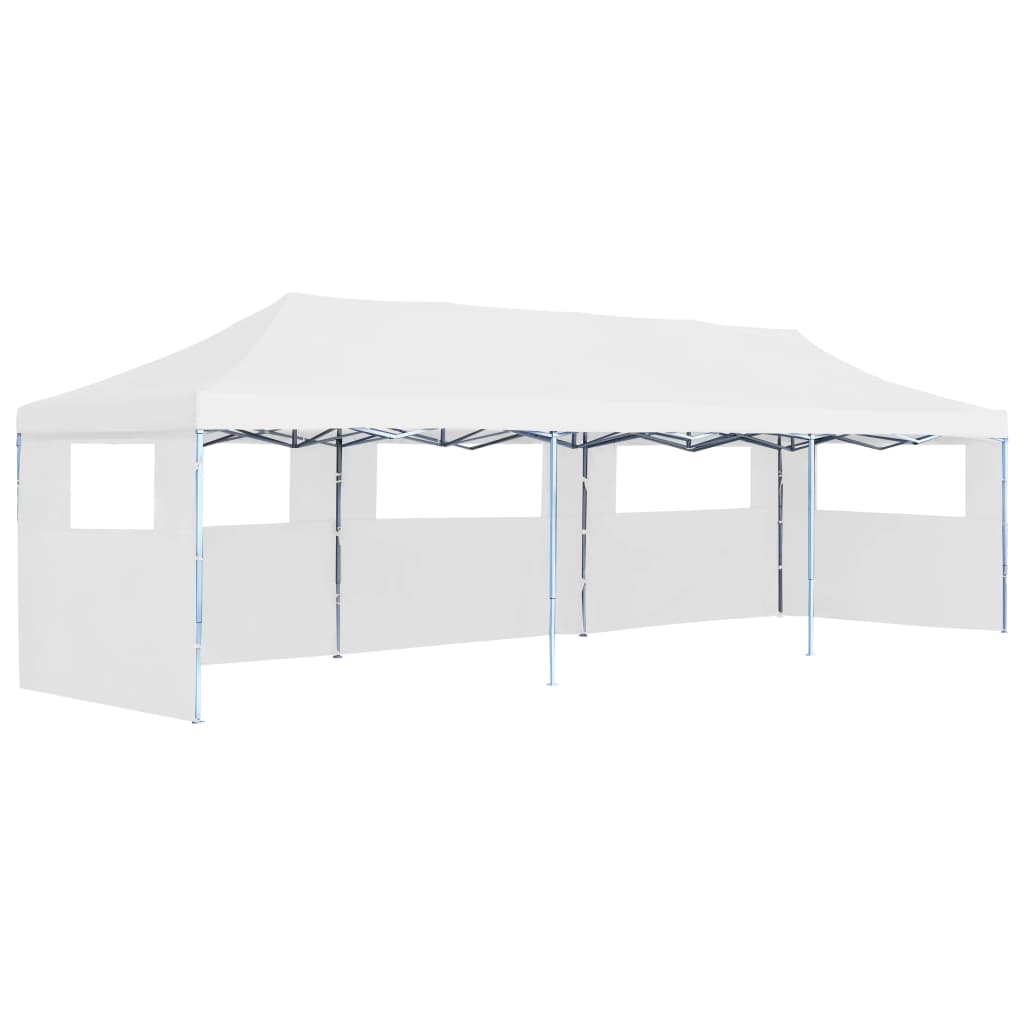 vidaXL Folding Pop-up Party Tent with 5 Sidewalls 3x9 m White