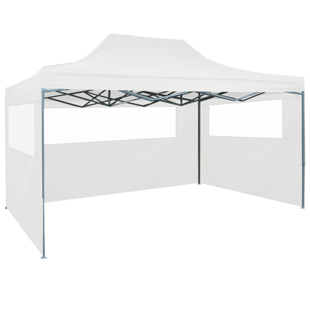 vidaXL Professional Folding Party Tent with 3 Sidewalls 3x4 m Steel White
