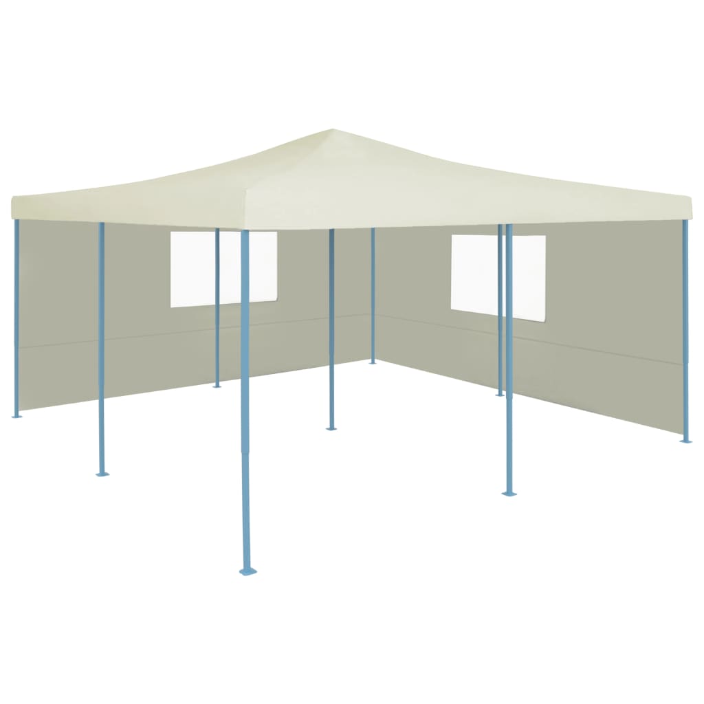 vidaXL Folding Gazebo with 2 Sidewalls 5x5 m Cream
