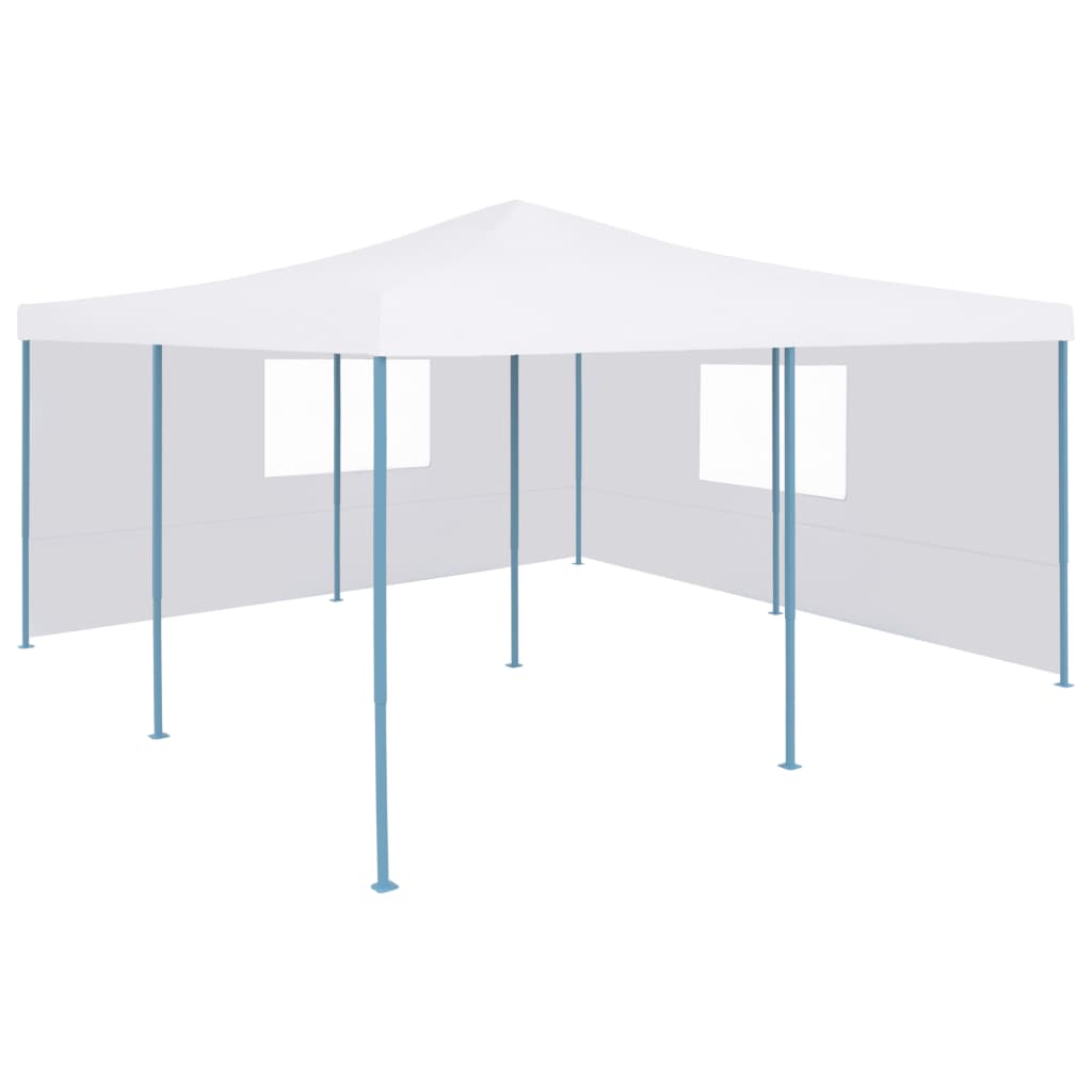 vidaXL Folding Gazebo with 2 Sidewalls 5x5 m White