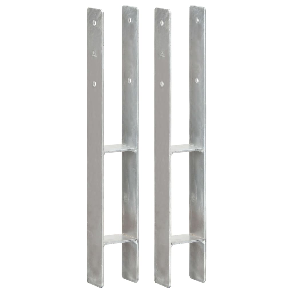 vidaXL Fence Anchors 2 pcs Silver 8x6x60 cm Galvanised Steel