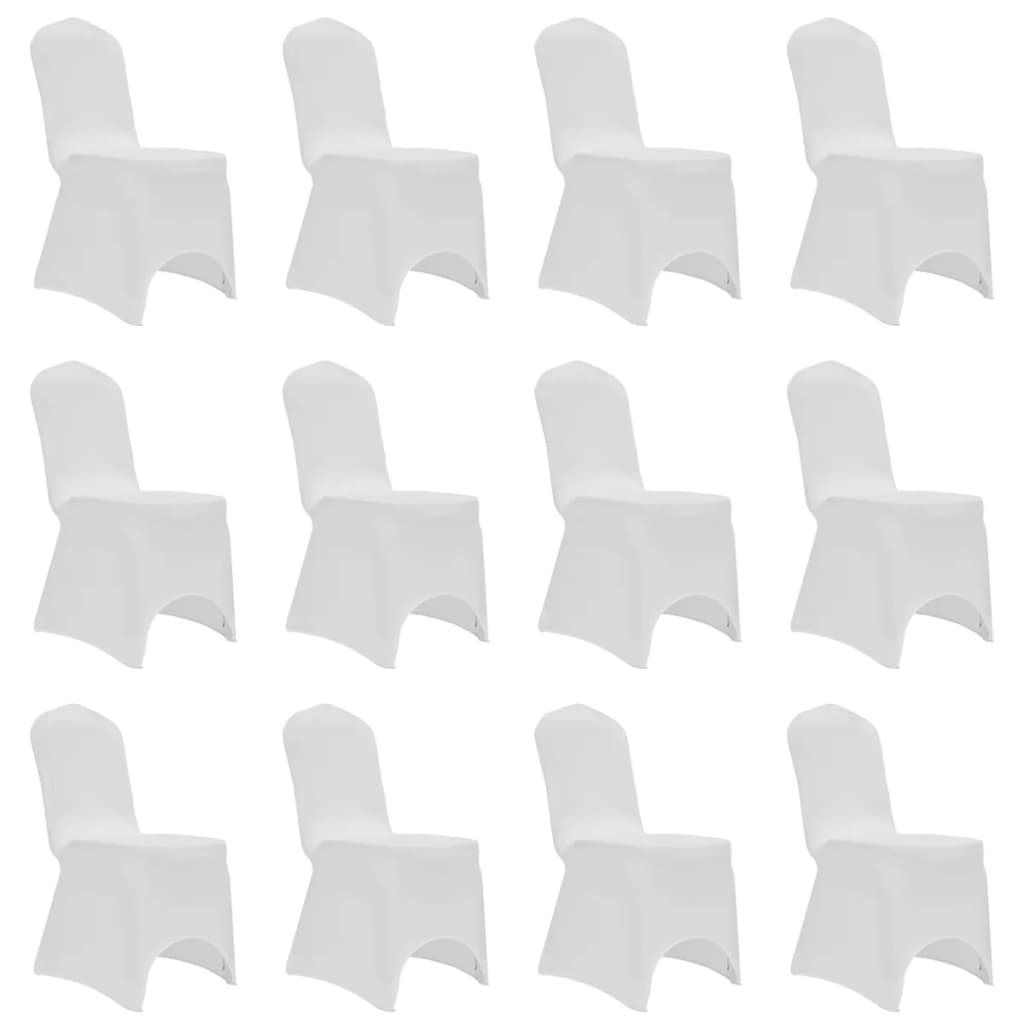 vidaXL Chair Cover Stretch White 12 pcs