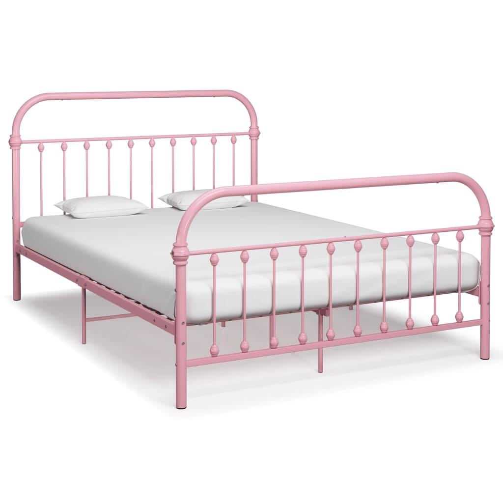 vidaXL Bed Frame Pink Metal 140x200 cm