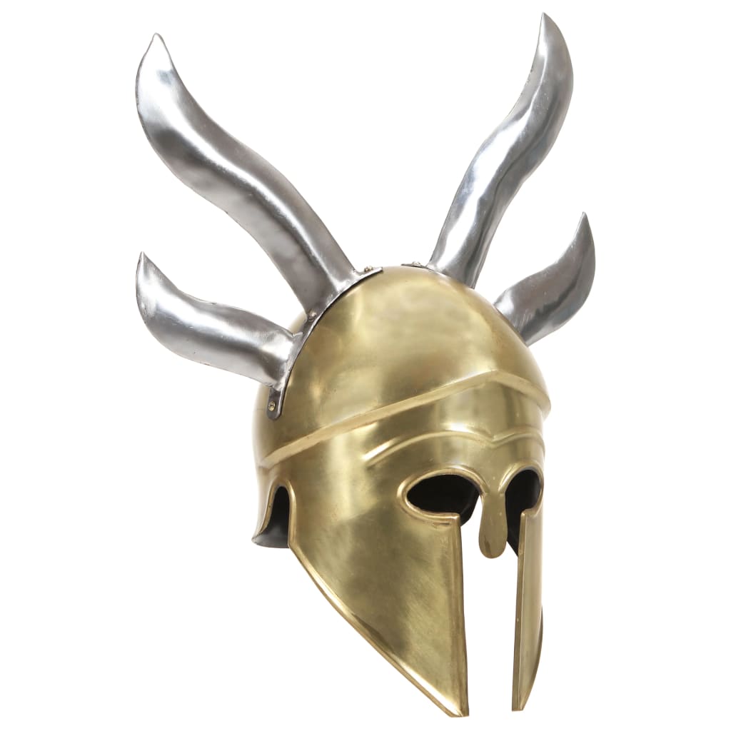 vidaXL Greek Warrior Helmet Antique Replica LARP Brass Steel