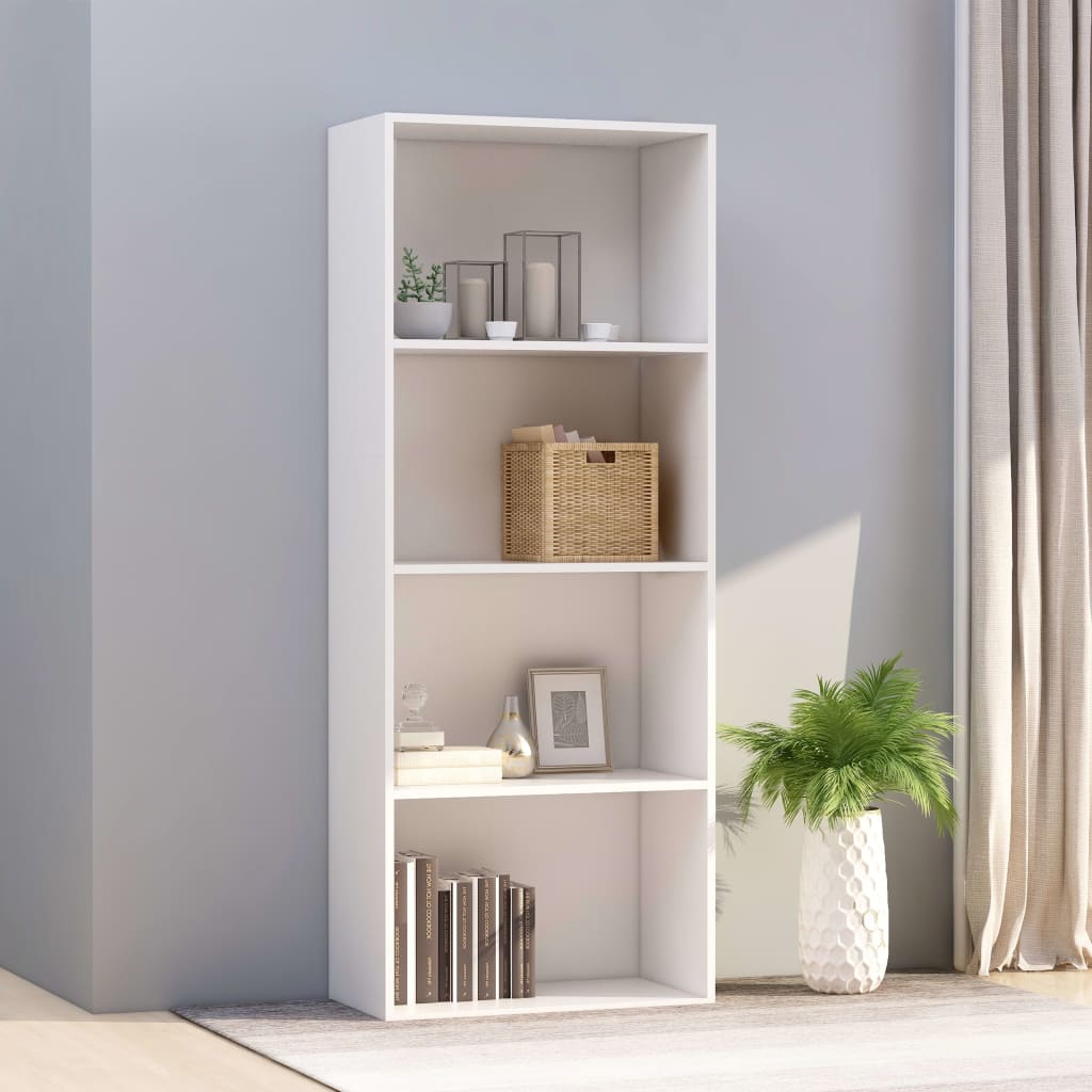 vidaXL 4-Tier Book Cabinet White 60x30x151.5 cm Engineered Wood