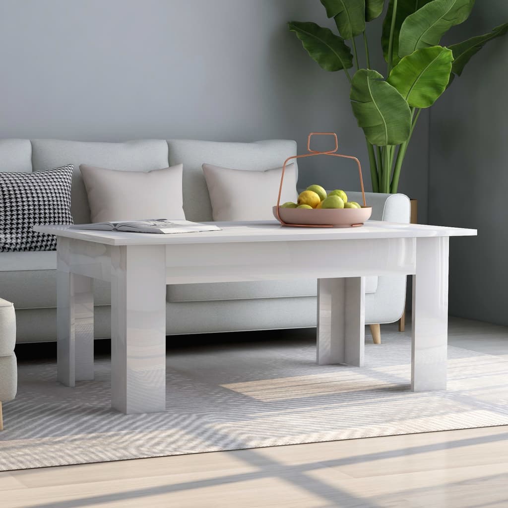 vidaXL Coffee Table High Gloss White 100x60x42 cm Engineered Wood