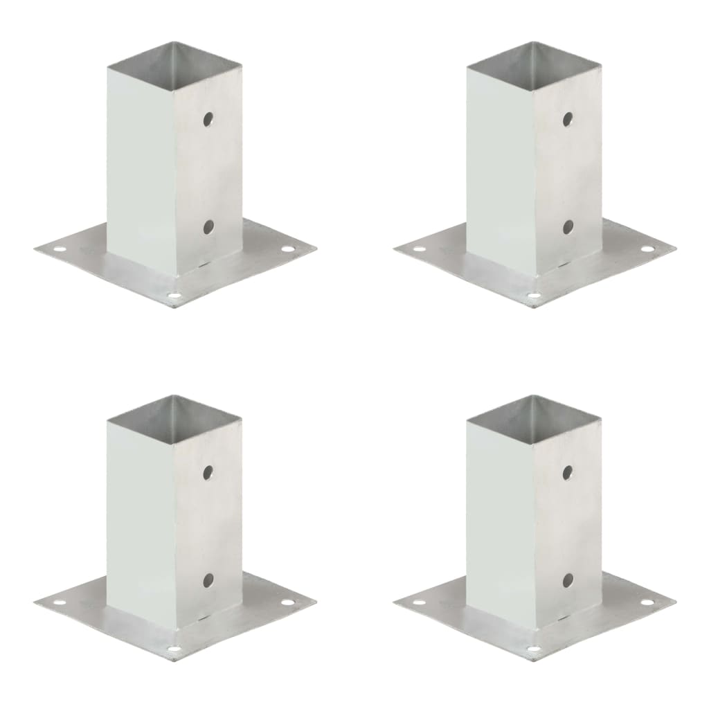vidaXL Post Anchors 4 pcs Galvanised Metal 71 mm
