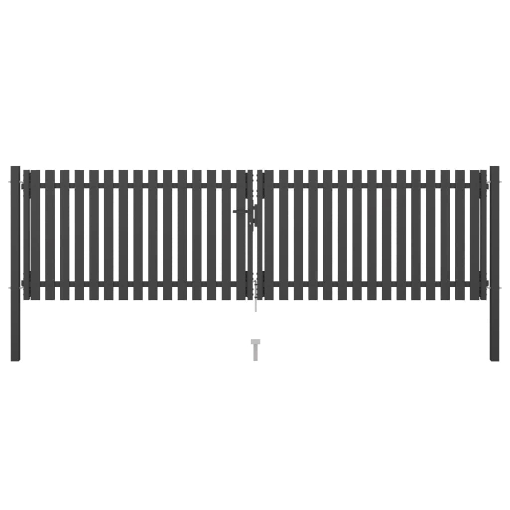vidaXL Garden Fence Gate Steel 4x1.25 m Anthracite
