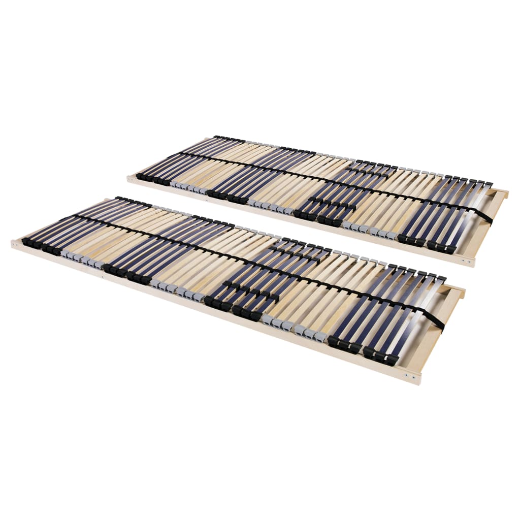 vidaXL Slatted Bed Bases 2 pcs with 42 Slats 7 Zones 70x200 cm