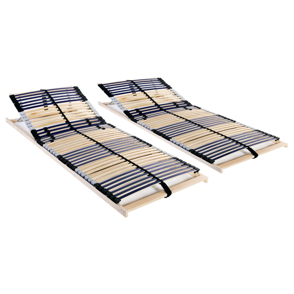 vidaXL Slatted Bed Bases 2 pcs with 42 Slats 7 Zones 90x200 cm