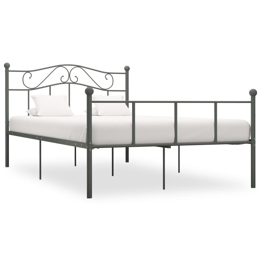 vidaXL Bed Frame Grey Metal 160x200 cm
