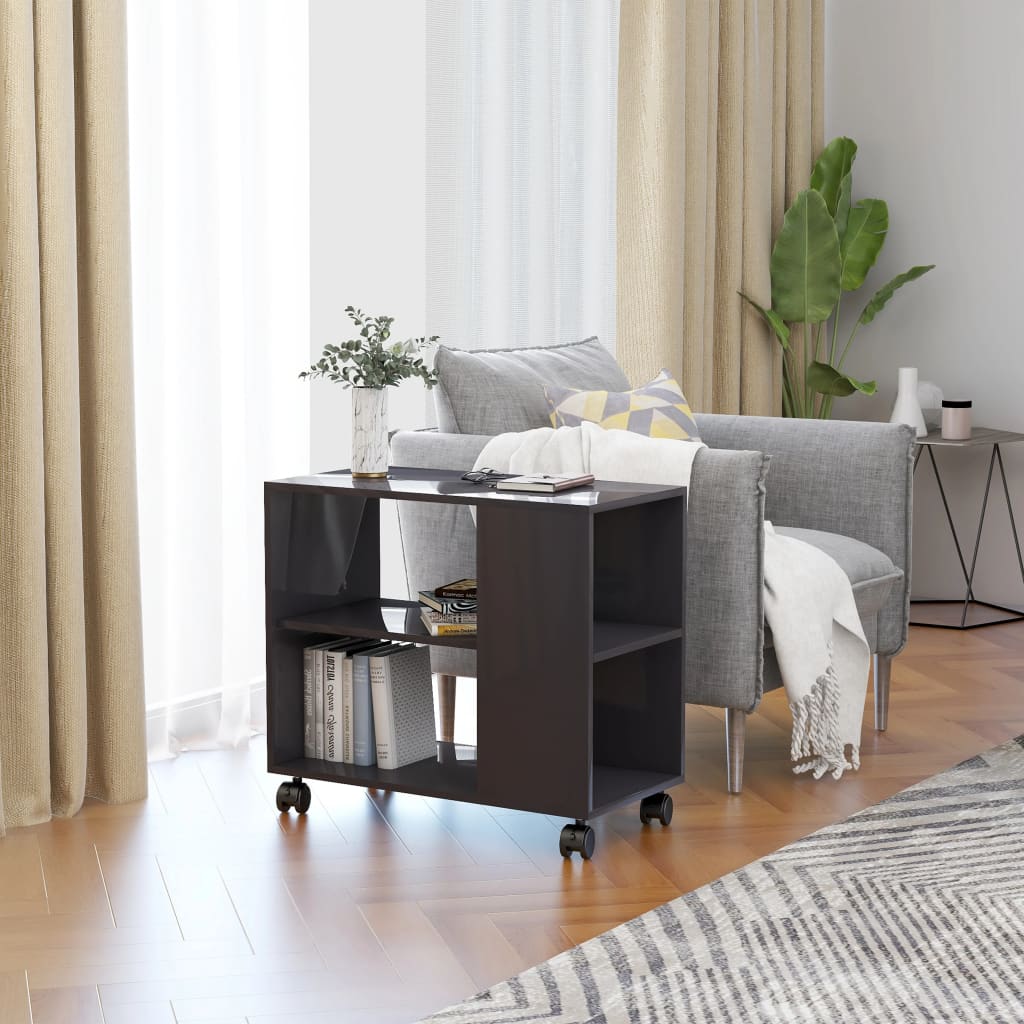 vidaXL Side Table High Gloss Grey 70x35x55 cm Engineered Wood