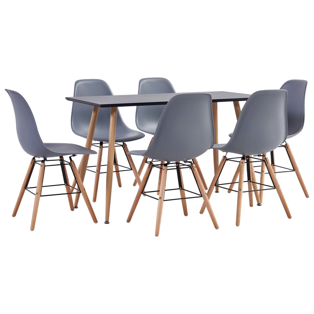 vidaXL 7 Piece Dining Set Plastic Grey