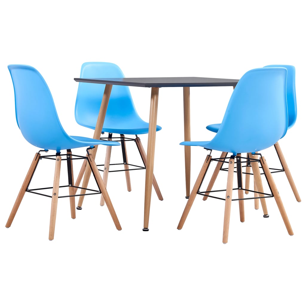 vidaXL 5 Piece Dining Set Plastic Blue