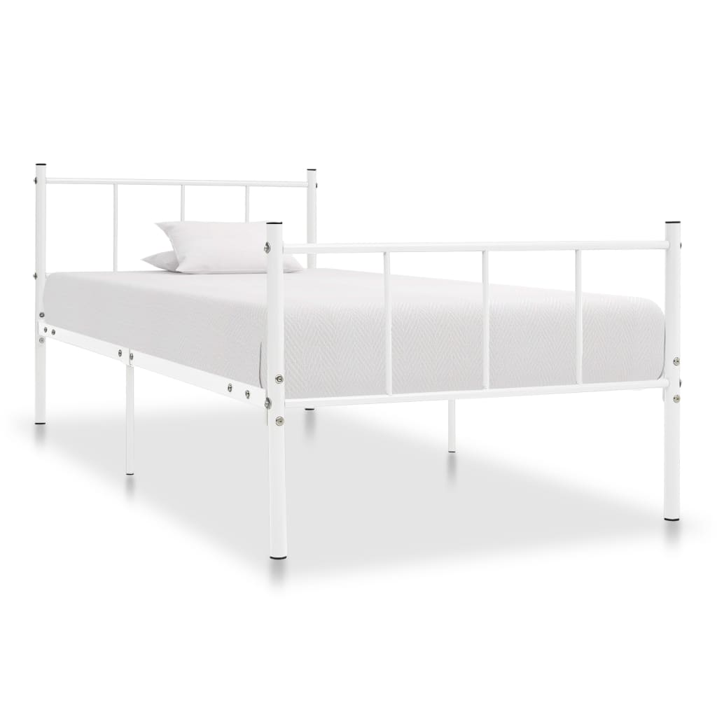 vidaXL Bed Frame White Metal 90x200 cm