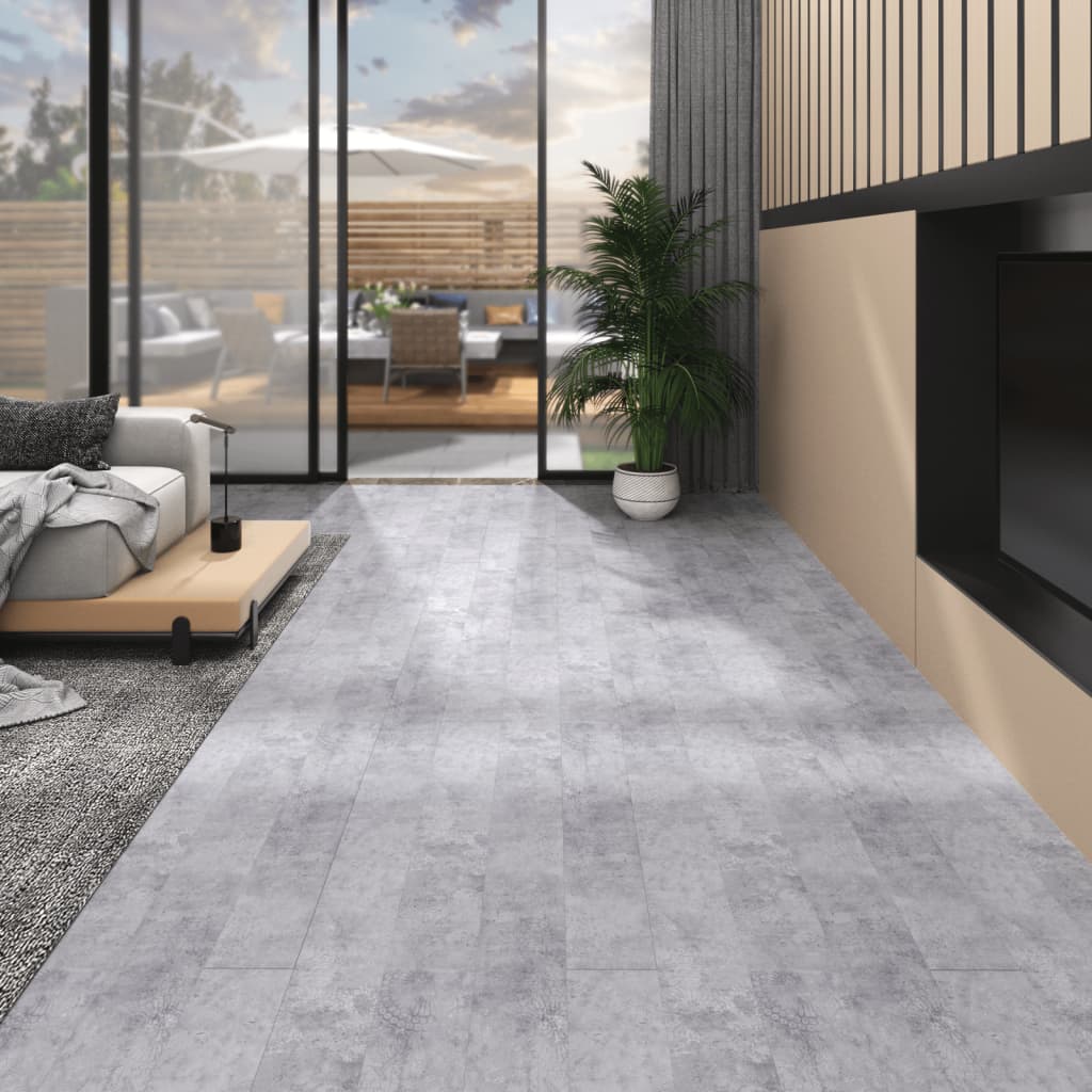 vidaXL PVC Flooring Planks 5.02 må_ 2 mm Self-adhesive Cement Grey
