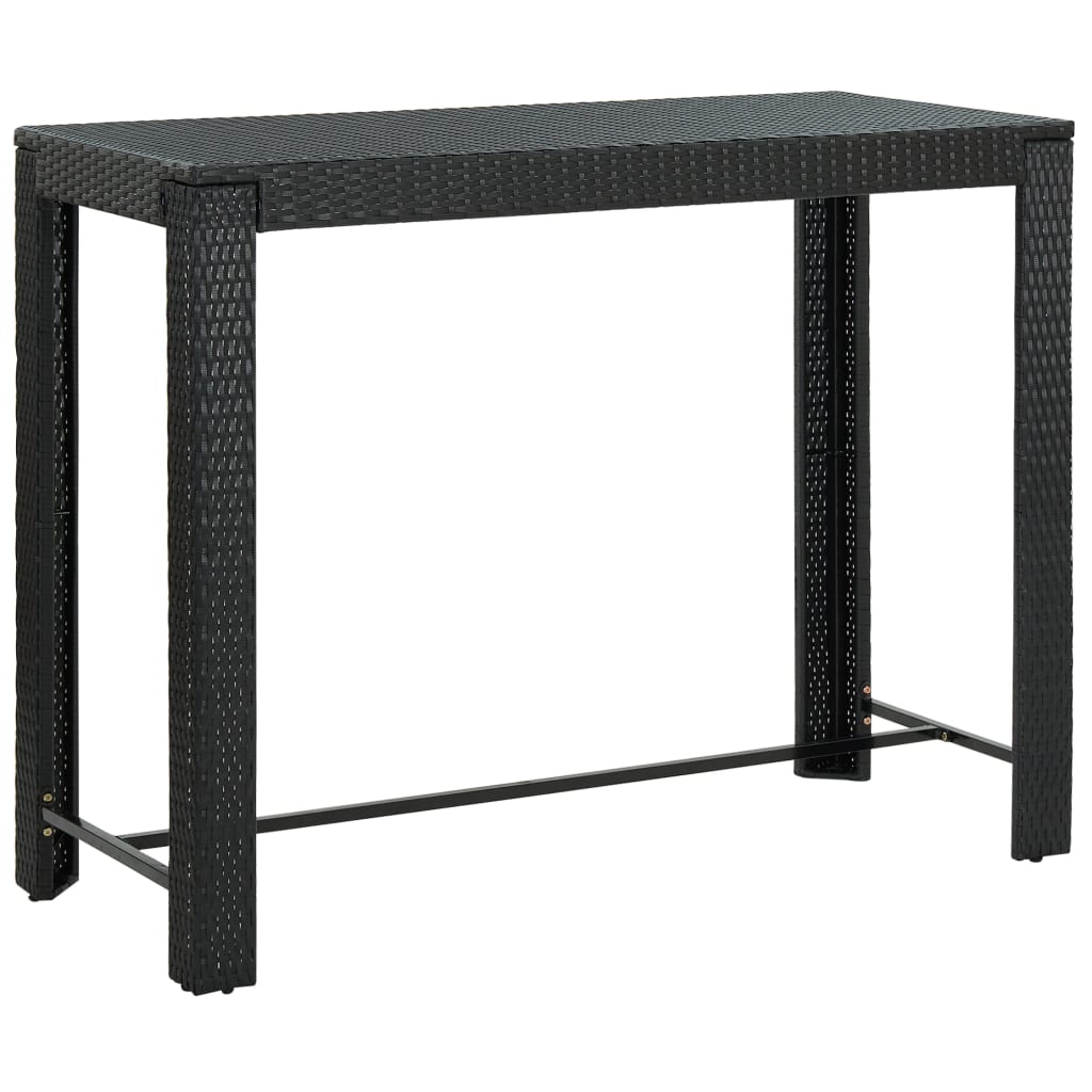 vidaXL Garden Bar Table Black 140.5x60.5x110.5 cm Poly Rattan