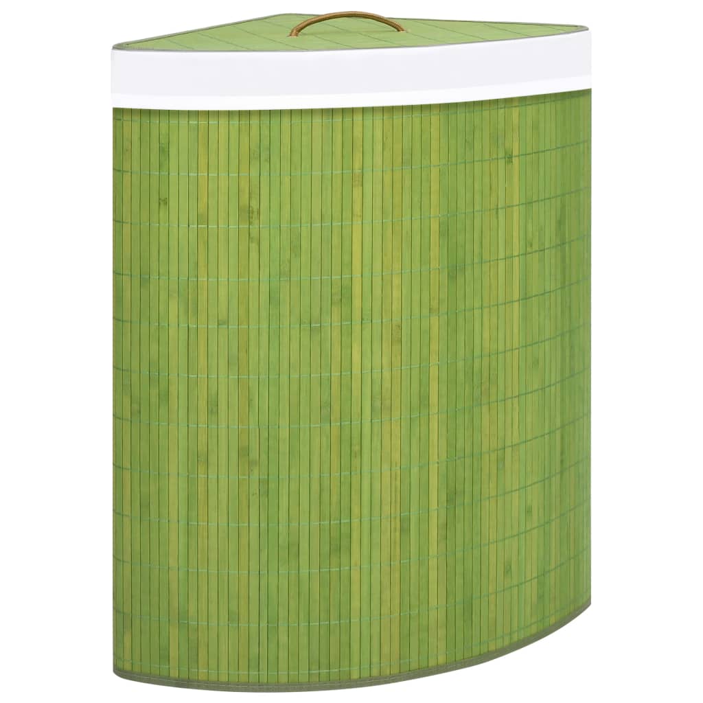 vidaXL Bamboo Corner Laundry Basket Green 60 L
