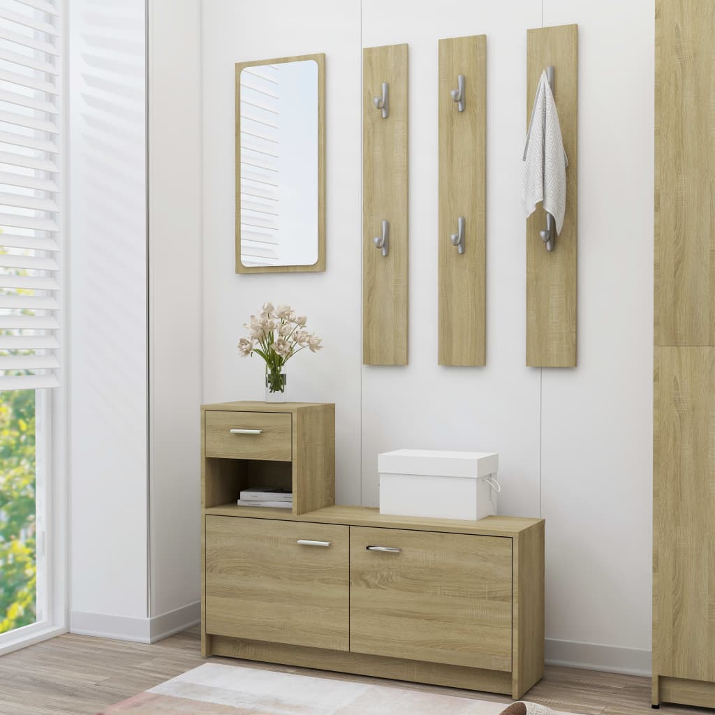 vidaXL Hallway Unit Sonoma Oak 100x25x76.5 cm Engineered Wood