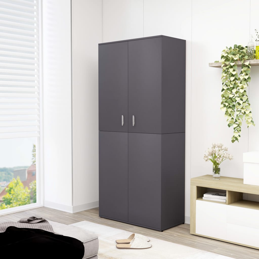 vidaXL Shoe Cabinet Grey 80x39x178 cm Engineered Wood