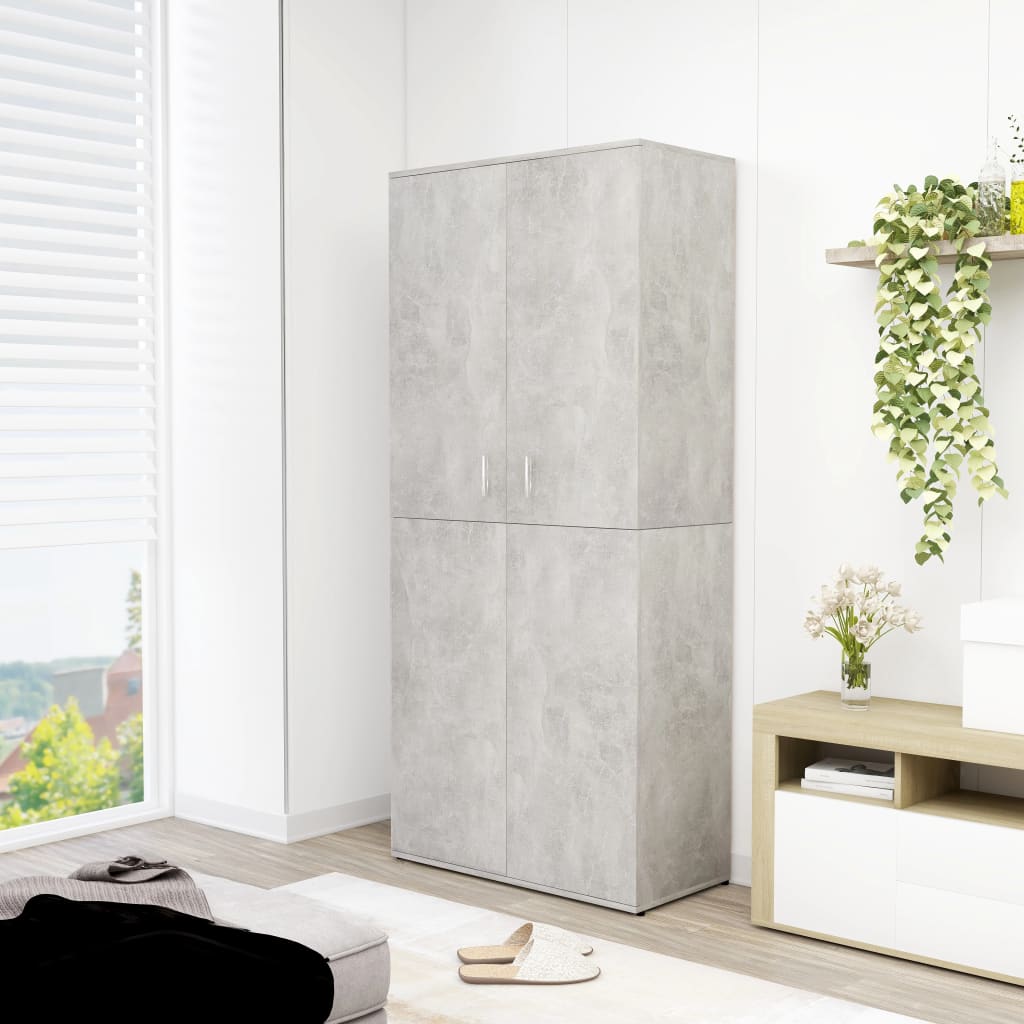 vidaXL Shoe Cabinet Concrete Grey 80x39x178 cm Engineered Wood