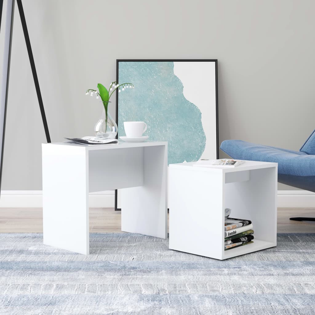 vidaXL Coffee Table Set White 48x30x45 cm Engineered Wood