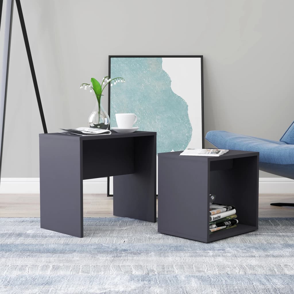 vidaXL Coffee Table Set Grey 48x30x45 cm Engineered Wood