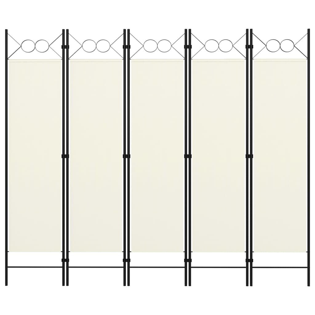 vidaXL 5-Panel Room Divider Cream White 200x180 cm