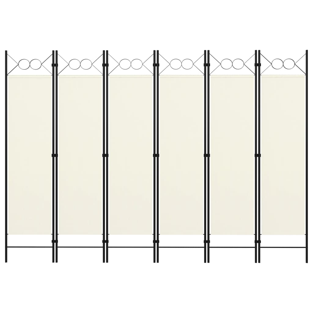 vidaXL 6-Panel Room Divider Cream White 240x180 cm