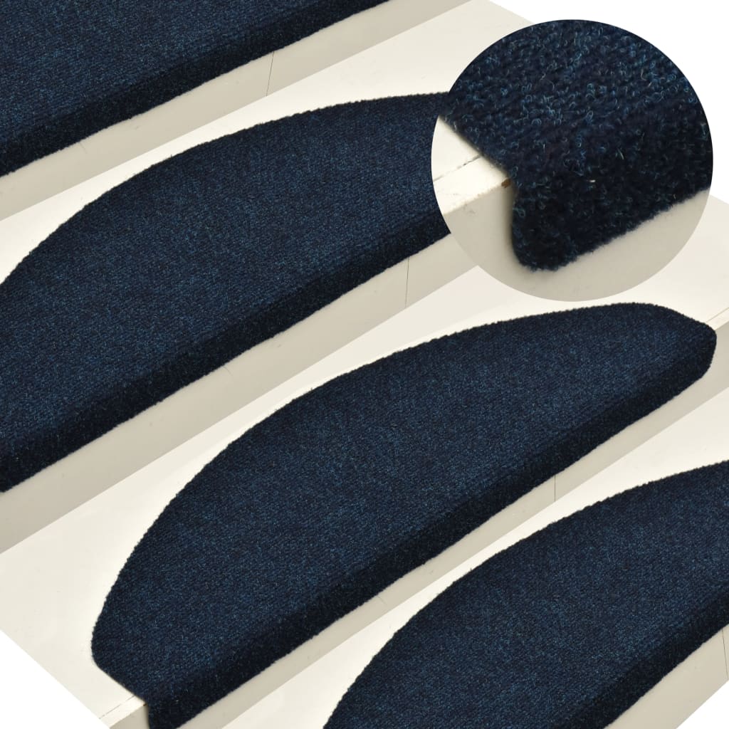 vidaXL Self-adhesive Stair Mats 15 pcs Navy 56x17x3 cm Needle Punch