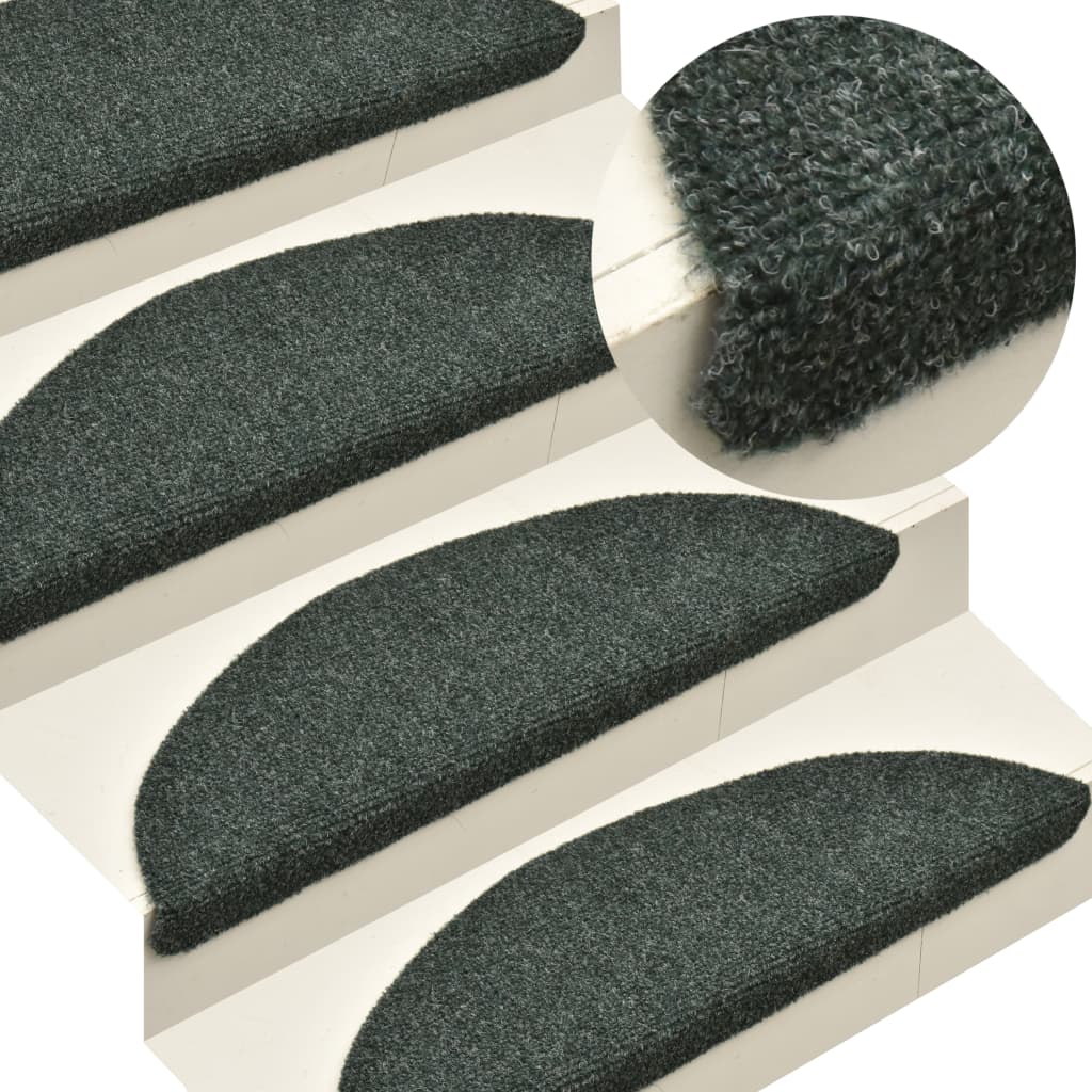 vidaXL Self-adhesive Stair Mats 15 pcs Green 65x21x4 cm Needle Punch