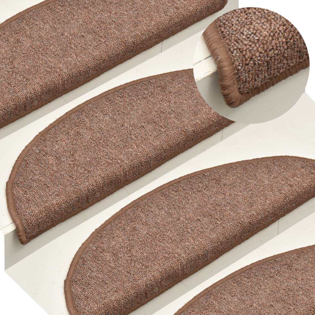vidaXL Carpet Stair Treads 15 pcs Brown 65x24x4 cm