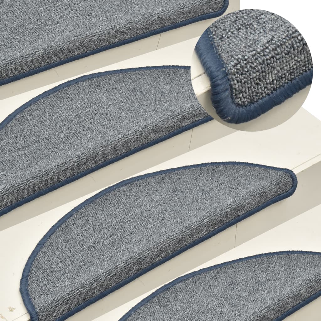 vidaXL Carpet Stair Treads 15 pcs Light Grey and Blue 65x24x4 cm