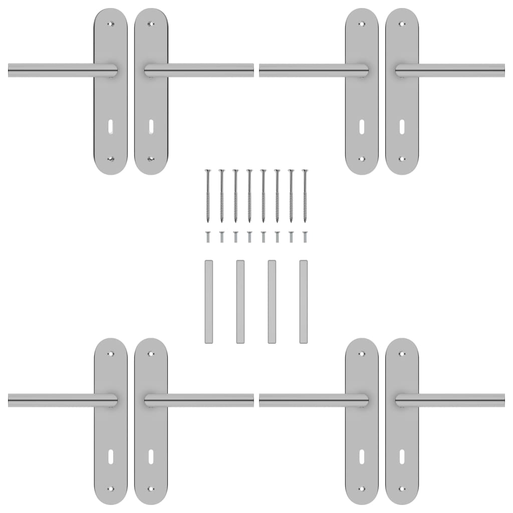 vidaXL Door Handles 2 Sets with BB Deadlock Stainless Steel