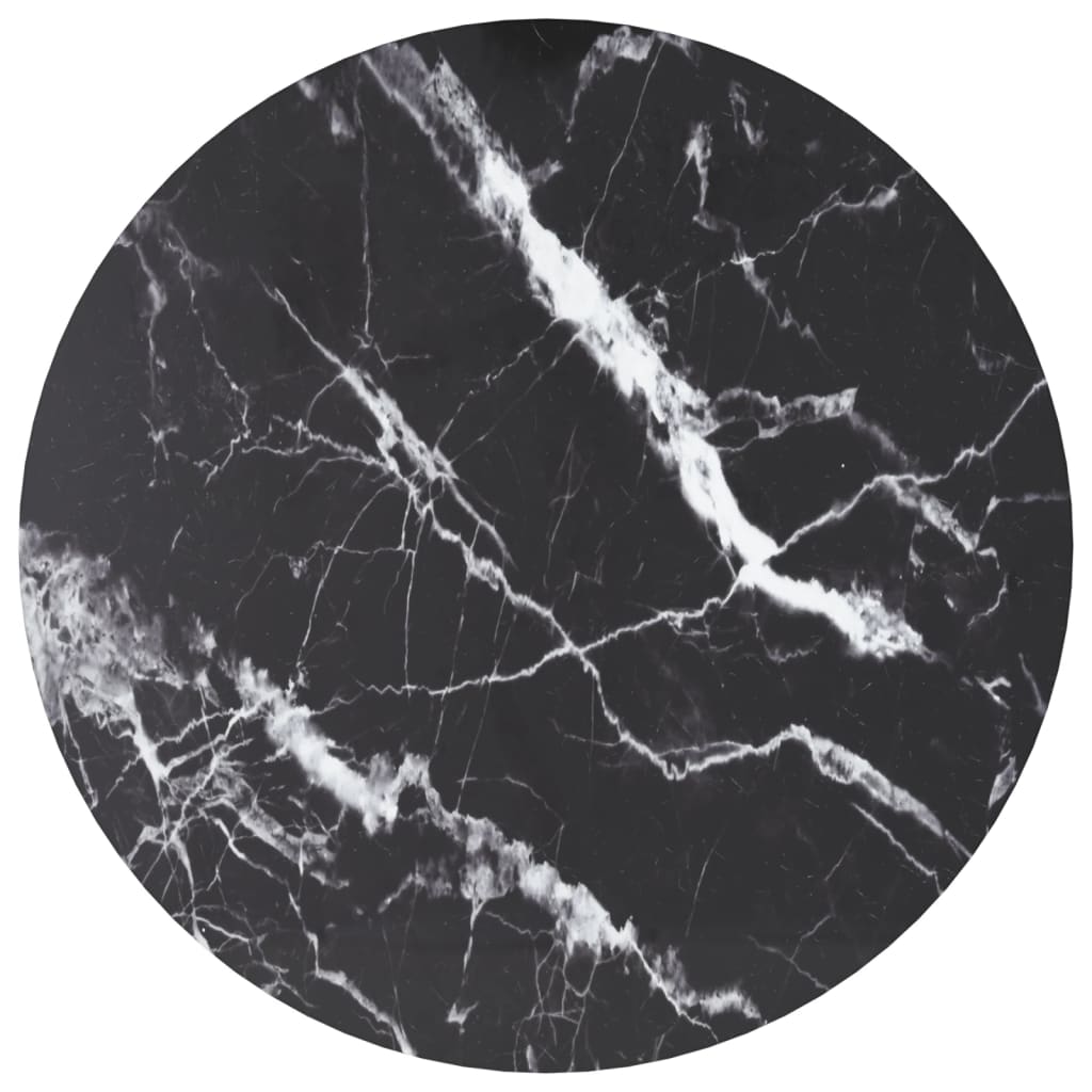 vidaXL Table Top Black Ì÷60x0.8 cm Tempered Glass with Marble Design
