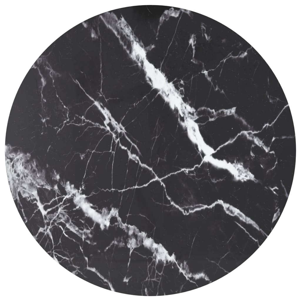 vidaXL Table Top Black Ì÷80x1 cm Tempered Glass with Marble Design