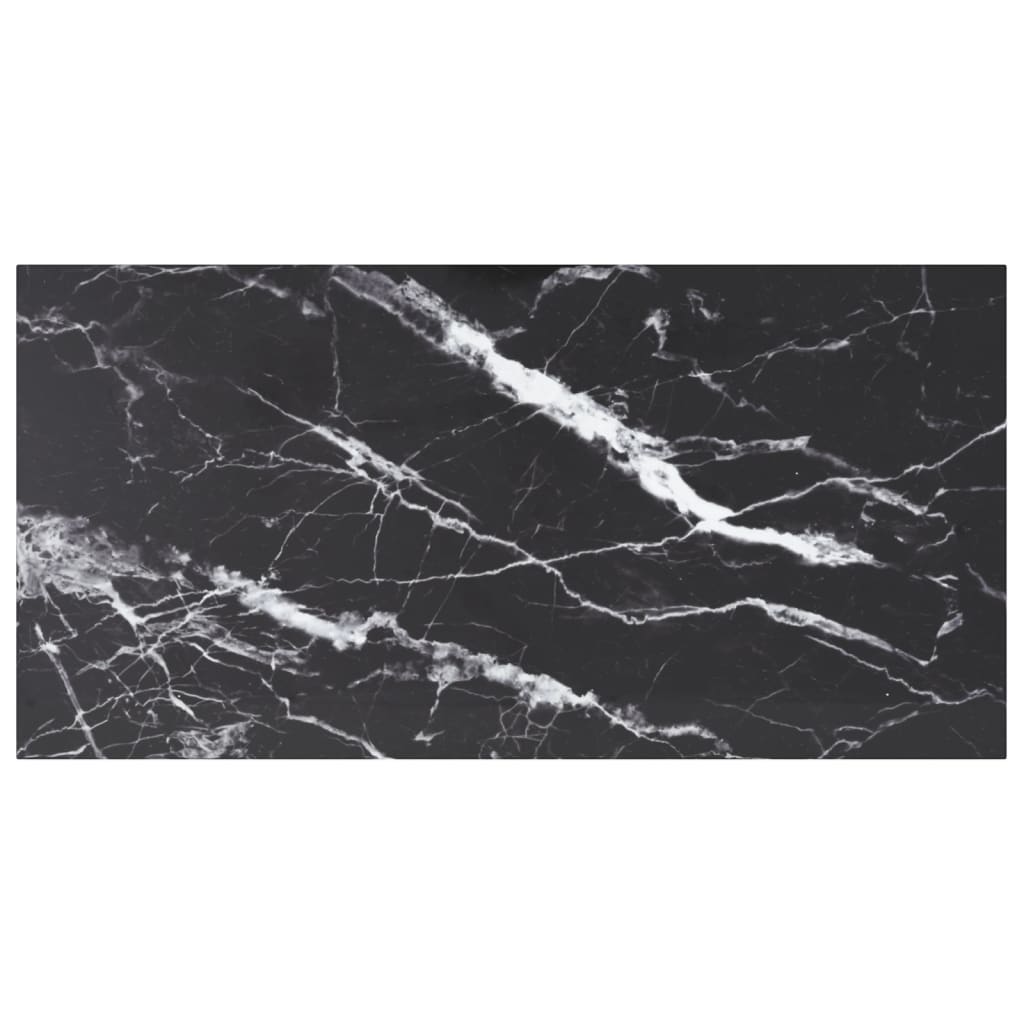 vidaXL Table Top Black 100x50 cm 6mm Tempered Glass with Marble Design