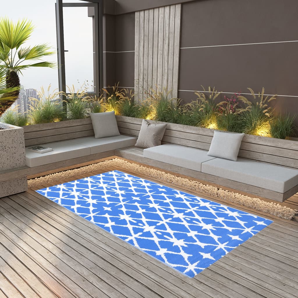 vidaXL Outdoor Carpet Blue and White 120x180 cm PP