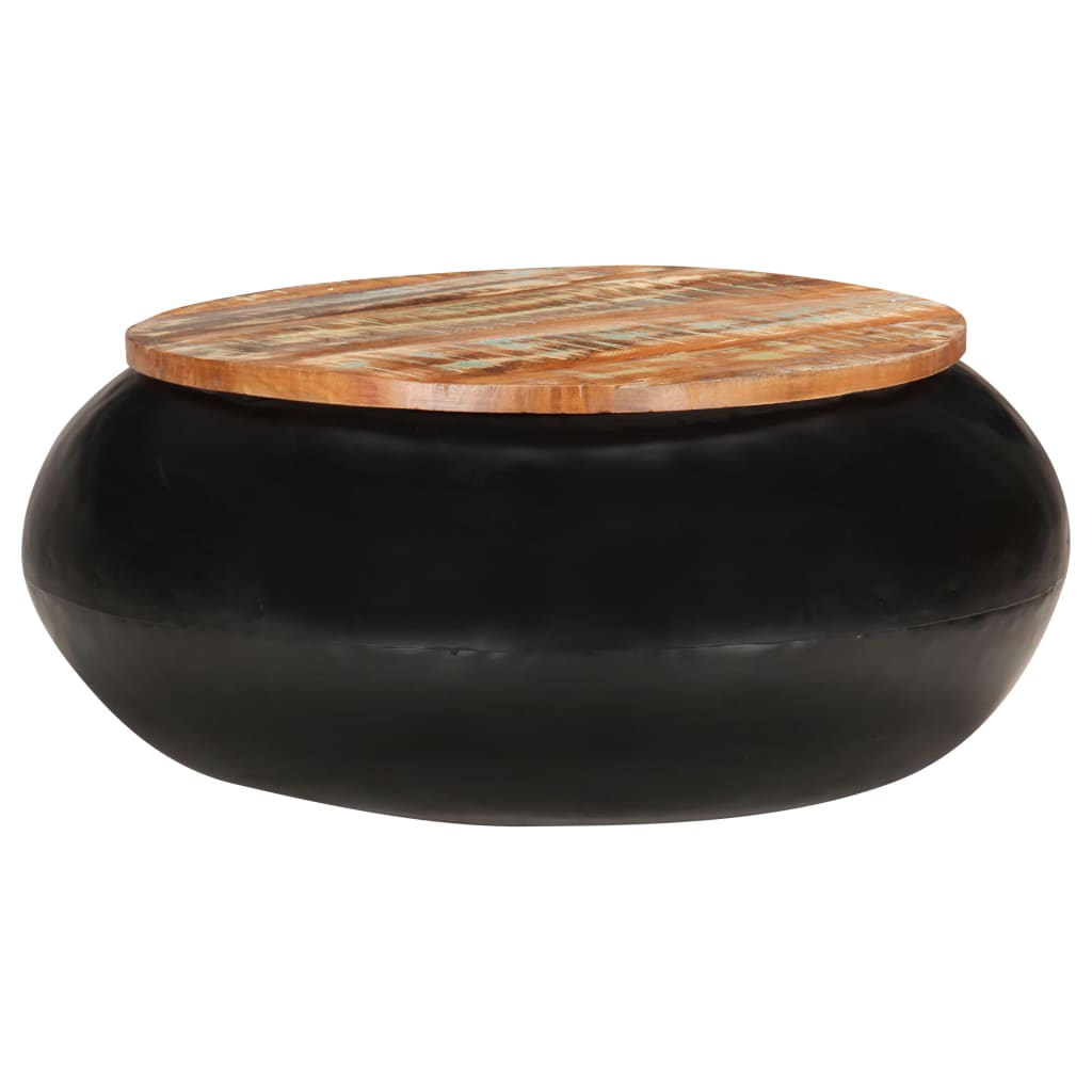vidaXL Coffee Table Black 68x68x30 cm Solid Reclaimed Wood