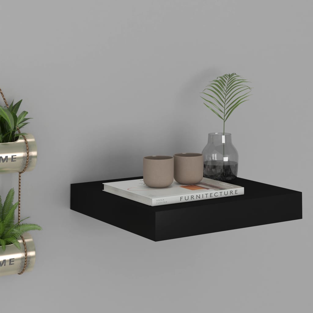 vidaXL Floating Wall Shelf Black 23x23.5x3.8 cm MDF