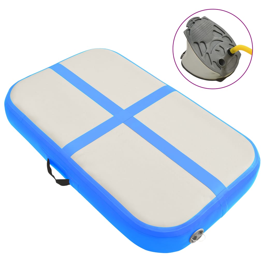 vidaXL Inflatable Gymnastics Mat with Pump 60x100x15 cm PVC Blue